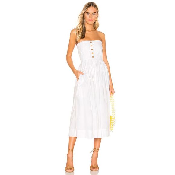 Free People Lilah Pleated Tube Midi Dress - Picture 1 of 13